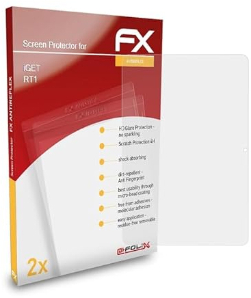 atFoliX Panzerfolie kompatibel mit iGET RT1 Schutzfolie, entspiegelnde und stoßdämpfende FX Folie (2X)