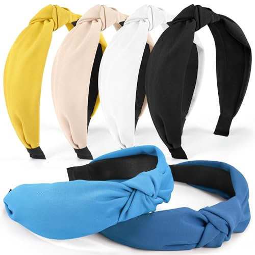 DiyJibb Stirnbänder für Damen und Mädchen – 6-teiliges Set stilvolle, geknotete Stirnbänder – Geknotetes Stirnband für Frauen – Breite Haarbänder Haar-Accessoires