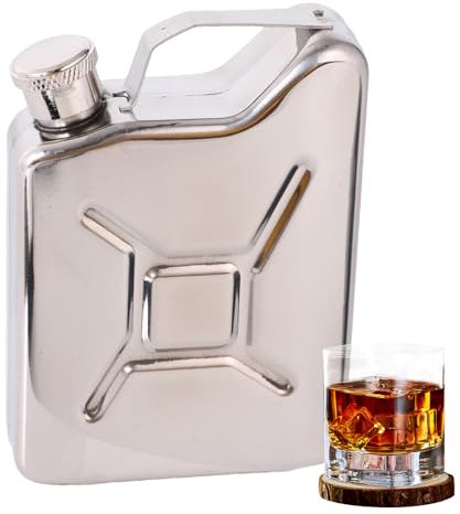 EsEico Bourbon Flasche Likörflasche, auslaufsicher, 142 ml, Alkoholflasche, Kanister, Flachmann, Whiskeyflasche, tragbarer Likörflasche, Weinflasche, Flagon für Camping