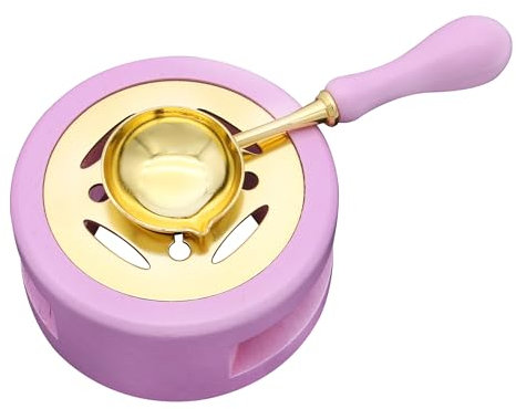 Uxney Wachssiegelwärmer, Siegelwachs set Wachssiegelset mit Wachssiegellöffel zum Schmelzen von Wachssiegelperlen oder Siegelwachsstiften(Lila)