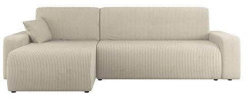 Mirjan24 Ecksofa Pixalo L Cord, Design Eckcouch, Couch mit Schlaffunktion und Bettkasten, Wohnlandschaft, Bettfunktion L-Form Sofa, Ottomane universell (Poso 100)