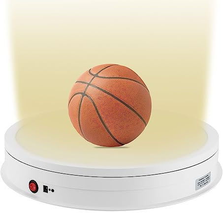 SHZICMY Elektrisch Drehteller mit Led-Licht, 42cm 50KG Wiederaufladbarer Drehplattform mit Fernbedienung, 360 Grad Elektrische Displayständer für Produktanzeige