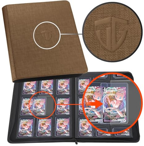 TCGUARD Toploader Sammelkarten Album für 216 Toploader, 9 Fächer Toploader Binder mit Hüllen für 3x4 Rigid Toploader Card, Trading Card Binder für TCG, MTG-Karten, Kartensammelalben (Braun)