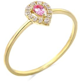 Stfery Goldring 18 Karat Ring für Damen Tropfen Saphir Ring Damen Verlobung