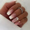 24pcs Square False Nails Medium Length Press on Nails White Ombre Fake Nails Glue on Nails Rhinestone Removable Stick on Nails Fake Nails Women Girls Nail Art Accessories