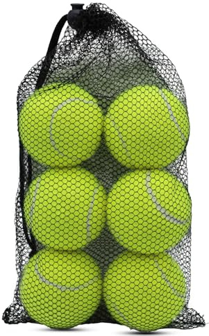 SHYUJAJIE Tennis Balls, 6 Pack Training Tennis Balls,High Elasticity Practice Tennis for Beginner, Exercise Playing Balls for Pet Dog (Yellow)