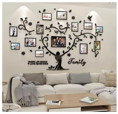 Shuanghao 3D DIY Baum Wandaufkleber Decor - Acryl Bilderrahmen Foto Große Wandaufkleber Kinderzimmer Wohnzimmer Schlafzimmer Restaurant Moderne Home Decoration.