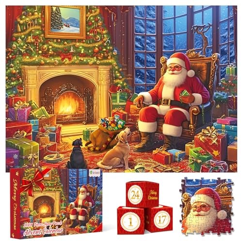 D-FantiX Adventskalender Puzzle 2025, 24 Tage Weihnachten Puzzles für Kinder Erwachsene, 1008 Teile Jigsaw Puzzle für Countdown bis Weihnachten Heimdekoration