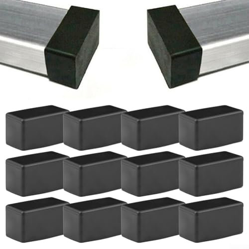 Lot de 12 patins rectangulaires en caoutchouc pour pieds de meubles, tables, chaises et sols en bois dur (30 x 60 mm)