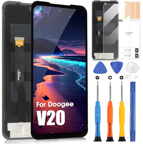 LCD Schermo per Doogee V20 Display per Doogee V20 Sostituzione dello Schermo Touch Screen Digitizer Full Assembly con Kit di Attrezzi di Riparazione (Nero)