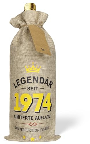 COLOFALLA 50 Geburtstag Frauen 50 Geburtstag Männer 1975 Geschenke Weinbeutel Wein Geschenktüte Wein Verpackung 50. Geschenke für Geburtstag zum 50 Geburtstag