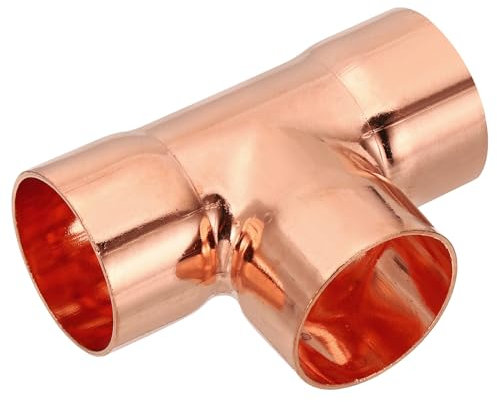 PATIKIL 28mm ID 1mm dicke T-Stück Kupferfittings Kupfer Lötfitting Kupferarmatur, 2 Stück 99,9% reines Kupferrohrfitting mit kurzem Radius und Schweißlötverbindung