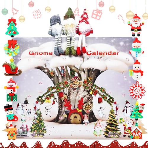 Weihnachtszwerg-Adventskalender 2024, Weihnachts-Countdown-Kalender, 24 Tage Gnome Adventskalender mit sammelbaren Gnome Puppen, Weihnachtsferien Dekoration Gnome Kalender Geschenk