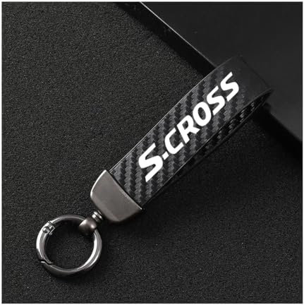 Générique Porte-CléS De Voiture pour Suzuki S-Cross, Porte-CléS De Voiture en Microfiber Cuir avec Anneau en D Pivotant à 360°,Black