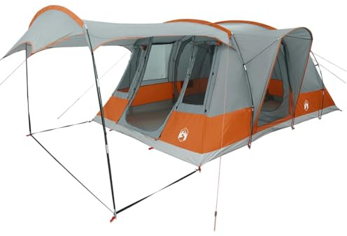 vidaXL Camping Tent Tunnel 5-Person Grey and Orange Waterproof