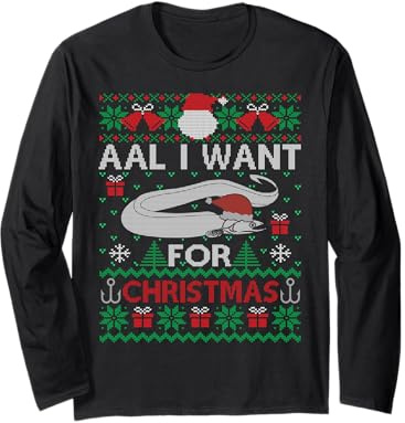 Aal I Want For Christmas I Angler Ugly Christmas Sweater Langarmshirt