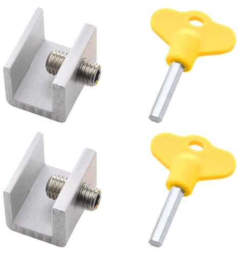 OUDQFCJ 2 PCS Serrature per Finestre Scorrevoli, Serratura per Porte Scorrevoli in Lega di Alluminio, Serratura di Sicurezza per Finestre con Chiave, Sicurezza per Porte e Finestre Scorrevoli