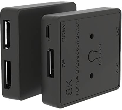 2 vie DisplayPort 1.4 1 In 2 Out 8K @ 30Hz Splitter Switcher bidirezionale 2 ingressi 1 uscita per lettore Blu-Ray