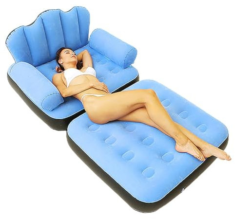 Aufblasbares Sofa, 5-in-1: multifunktionales Luftsofa mit L-Armlehnen, tragbar, faltbar, zweilagig, Liegestuhl und Outdoor-Sofa für Erwachsene, Bett
