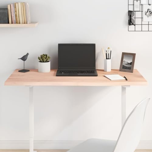 LAPOOH Tablero de Mesa Madera Maciza de Roble sin Tratar 100x50x2 cm, Encimera Cocina, Tableros De Madera, Table Salon, Encimera De Madera