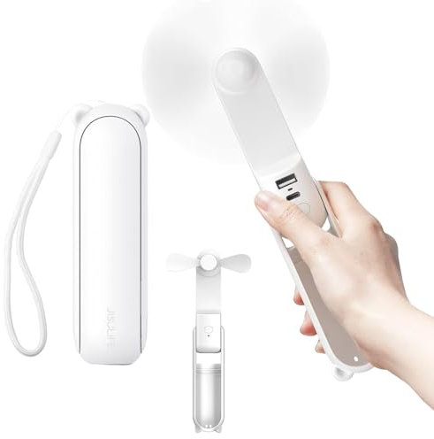 KARELLS Mini ventilateur portable, portable, rechargeable, 1200 mAh - 2000 mAh, ventilateur électrique manuel pour chambre d'enfant, voyage, camping, bureau