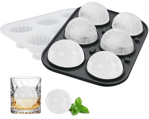 Vookkp Bac a Glacon Sphériques avec Couvercle, 5CM Grandes Boules à Glaçon, Moule a Glacon Ronds Silicone Sans BPA pour Gros Glacon pour Cocktails, Whisky, Vin