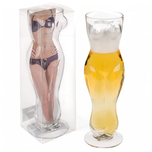 MIJOMA Bierglas Frauentorso – 500 ml Trinkglas mit weiblicher Silhouette – Lustiges Geschenk für Bierliebhaber – Stylisches Bierglas, ca. 25 cm hoch