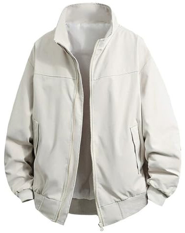BERCIELY Übergangsjacke Herren Sport Persönlichkeit Trend Casualjacke Jugend All-Match Klassisch Langarmjacke Mode Gutaussehend Outdoorjacke G-White L