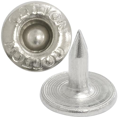 AERZETIX - Satz mit 50 Nieten knöpfe flach ⌀9.5mm Länge 9mm - COTTON - aus Metall - farbe chrom - für leder stoff jeans kleidung lederwaren textil