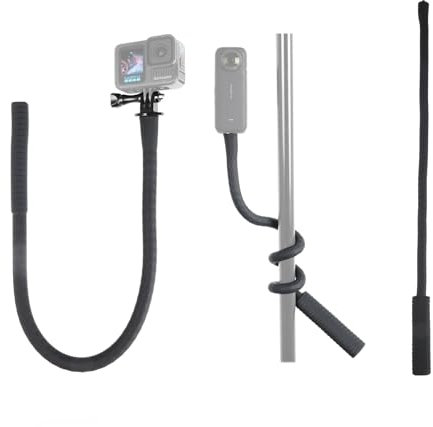 HSU Camera Flexible Mount Clamp Stick Pole for Insta360 GoPro, Neck Holder Selfie Stick Extension Pole, Camera Tripod Stand for GoPro Hero 13 12 11 10 9 Insta360 X4 X3 DJI Action Camera
