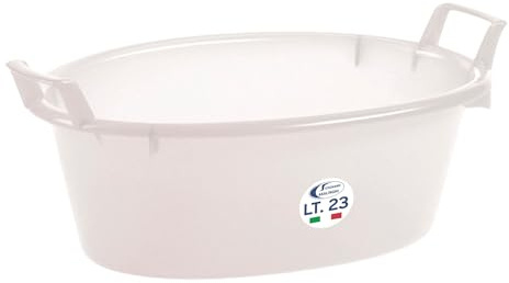 Sicignano | Ovale Schüssel aus Polyethylen – geeignet für den Kontakt mit Lebensmitteln – Mehrzweck-Küche, Wäscherei, Gartenarbeit und Haushaltsreinigung – langlebig, leicht und bunt (neutral, 1, 55