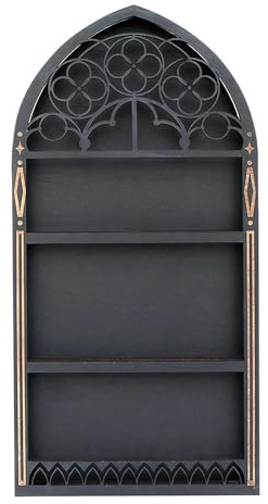 SHUZHENG Wandregal aus Kristallglas, Gothic, Hexe, Schwarz, Fensterform, für ätherische Öle, für Schlafzimmer