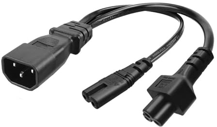 Strhowill IEC 320 C14 to C5+C7 Y Splitter Power Cable 0.32M/1FT | Dual Output Power Cord C14 to C5+C7,10A250V,UK Standard For Laptop Chargers, Monitors, Printers & More