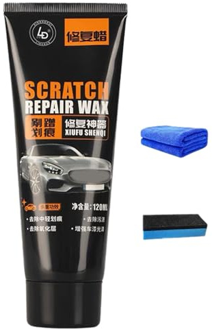 Polierpaste inkl. Profi Poliertuch - AutoPolitur für neuwertige, matte und leicht verwitterte Bunt- und Metallic-Lacke Entfernt Mattierungen & Mikro Kratzer (A)