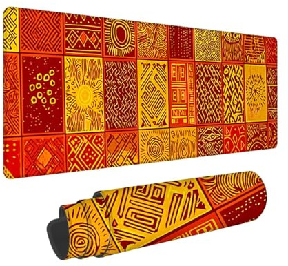 Mauspad, 80 x 30 cm Gaming Mousepad mit Genähten Kanten, Oranger Nationalwind Mouse Pad Verlängertes Großes Mousepad XXL, mit rutschfeste Gummibasis Schreibtisch Zubehör, Geschenke für Männer L-83