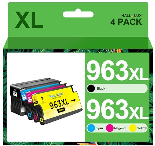 HALLOLUX 963XL 963 XL Druckerpatronenronen Kompatibel für HP 963 963XL Multipack für HP OfficeJet Pro 9010 Patronen für HP OfficeJet Pro 9012 Patronen 9022 9014 9020 9019 9015 9026 9028 (4e-Pack)