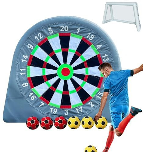 SAYOK Aufblasbare Fußball-Dartscheibe, Riesiges Kick-Darts-Spiel mit Pumpe & 6 Fußballbällen, Karneval- und Torspiel für Outdoor-Partys im Garten