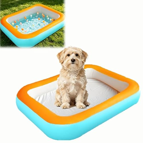 Planschbecken, Rectangular Pool, Aufblasbare Pool, 120 x 90 cm, Tragbare Badewanne, Aufblasbarer durchsichtiger Familienpool, Leicht aufbaubar, Indoor Outdoor Garten Blau Swimmingpool,