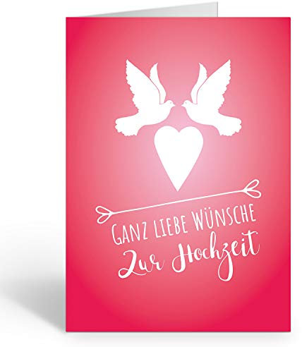 XXL Glückwunschkarte (A4) | zur Hochzeit | mit Umschlag | 2 Tauben | edle und hochwertige Klappkarte | Große Design Karte zum Verschenken | Maxi Karte Überformat