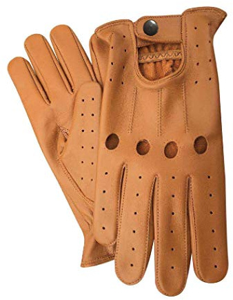 Guantes de Conducción 100% Cuero Estilo Retro Para Comodidad de los Hombres y Conductor Seguro en Marrón (L)