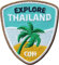 2 x Thailand Abzeichen 55 x 60 mm gestickt/Explore Thailand – Backpacker Trekking Reise Asien/Aufnäher Aufbügler Flicken Sticker Patch für Kleidung Rucksack/Reiseführer Landkarte Karte Bildband