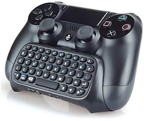 Numskull Sony PlayStation 4 Bluetooth Wireless Mini Keyboard Gadget, Wireless Bluetooth Chat Pad with Voice Chat Speaker for PS4 DualShock 4 Controller