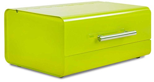 Contenitore Portapane Acciaio - Cassetta dal Design Vintage | Coperchio Salva-Aroma Richiudibile, Ermetico | 3 Tonalità Tinta Unita - 36x20.3x14.2 - Verde