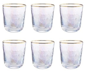 BUTLERS 6er Set Trinkgläser mit Goldrand 280ml Vintage Gläser - SMERALDA - Wassergläser Set, Cocktailgläser Set | Trinkgeschirr für Tee, Saft, Limonade, Eiskaffee, Longdrinks