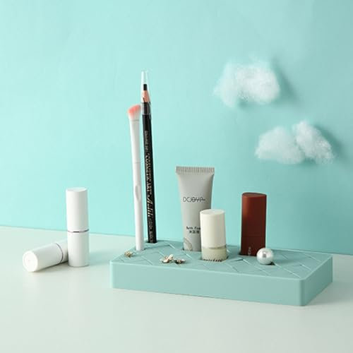 Silicone Lipstick Holder, Cosmetic Storage Stand Makeup Box Organizer for Brush Lip Eye Makeup Pencil Bottles,18+6 Slots