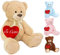 BRUBAKER Peluche géante XXL - Ours/Nounours - 100 cm - Beige - Cœur en Peluche 'Je t'aime' Inclus