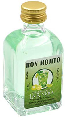 Lote de 20 Botellas de Licor Decorativas Modelo FrascaRon Mojito. Regalos Originales. Licores y Complementos. Detalles para Bodas, Comuniones, Bautizos y Cumpleaños. CC
