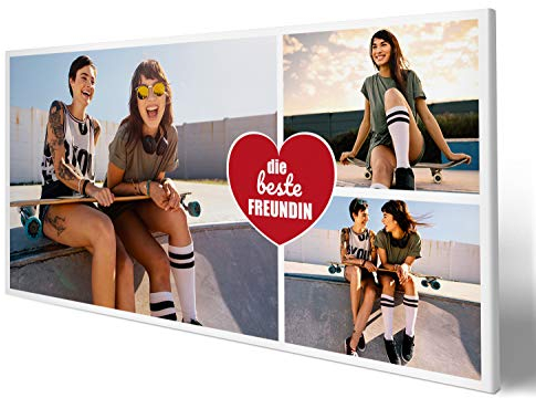 wandmotiv24 Leinwandbild 260 g/m ² - Foto-Collage mit 3 Fotos - Freundschaft Fotogeschenk - Geschenk für Freundin - Kunstdruck querformat 40x20cm (BxH) - Beste Freundin - M0028