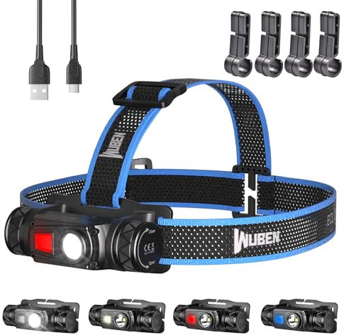 WUBEN H1 Pro Stirnlampe LED Wiederaufladbare 1200 Lumen Stirnlampe, USB C Superheller Kopflampe 10 Modi Wasserdichter IP68, Mini LED Stirnlampen Joggen, Geeignet für Camping, Outdoor Notüberleben
