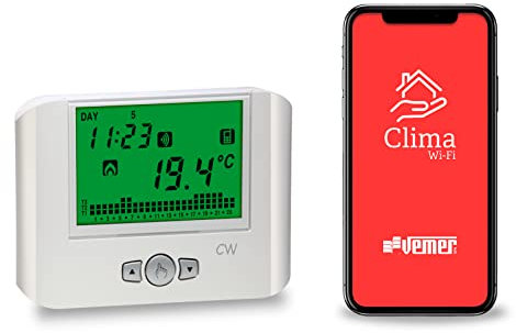 VEMER VE787100 CW - Termostato Calefacción WiFi de Pared con Alimentación de 230V, Controlable a Distancia Mediante App, Blanco